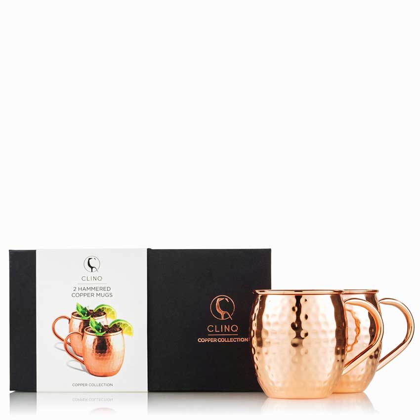 Clinq Hammered Copper Cocktail Mugs (Pair) - Copper Cocktail Mugs - Sans Drinks