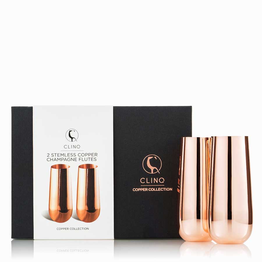 Clinq Stemless Copper Champagne Flutes (2 Set) - Copper Champagne Flutes - Sans Drinks